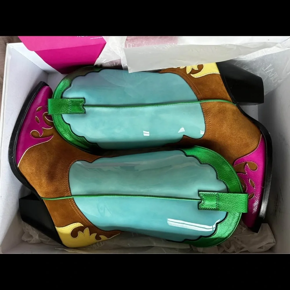Toral Multicolor Western Ankle Boots - Picture 5 of 9